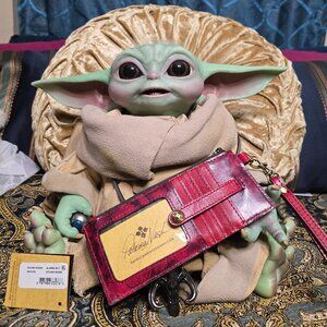 PATRICIA NASH  Alanna Etched Roses Leather Zip Card Case Wallet Wristlet NWT